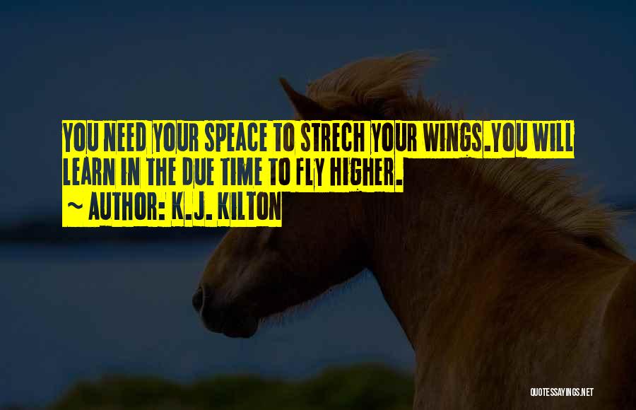 K.J. Kilton Quotes: You Need Your Speace To Strech Your Wings.you Will Learn In The Due Time To Fly Higher.