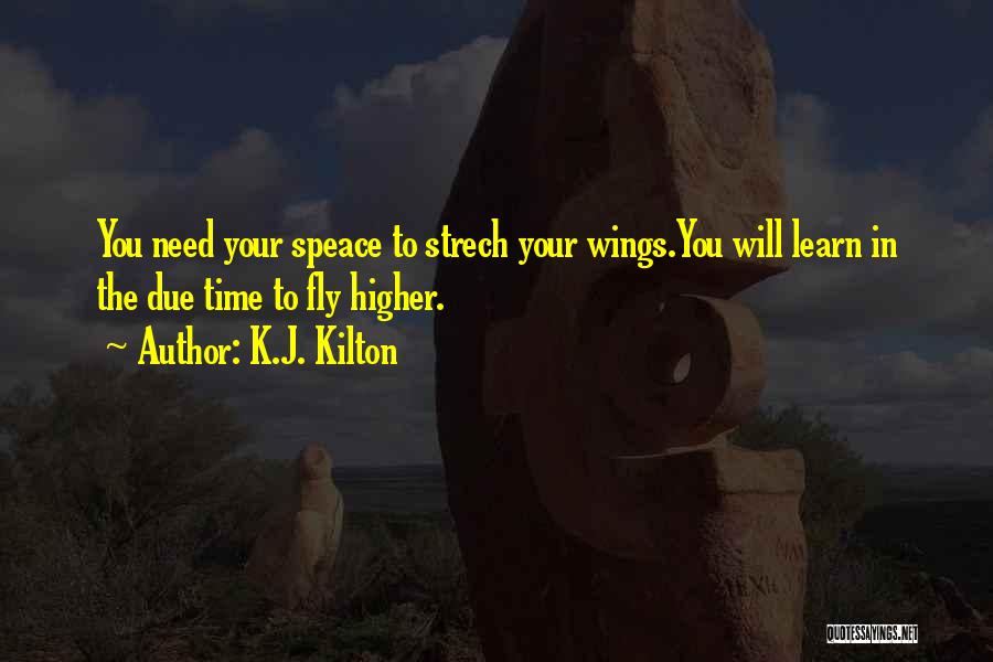 K.J. Kilton Quotes: You Need Your Speace To Strech Your Wings.you Will Learn In The Due Time To Fly Higher.