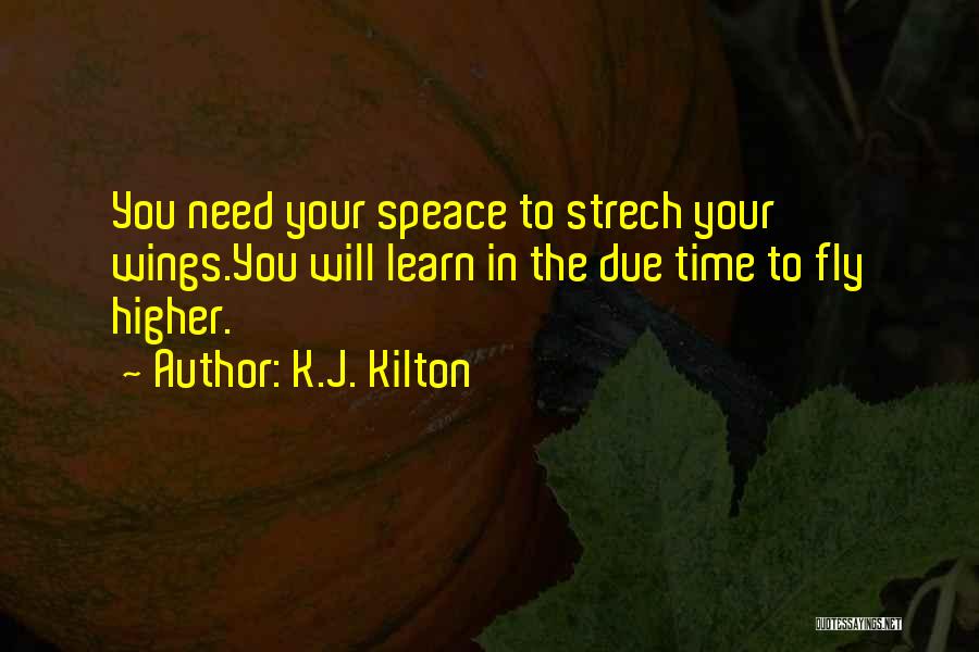 K.J. Kilton Quotes: You Need Your Speace To Strech Your Wings.you Will Learn In The Due Time To Fly Higher.