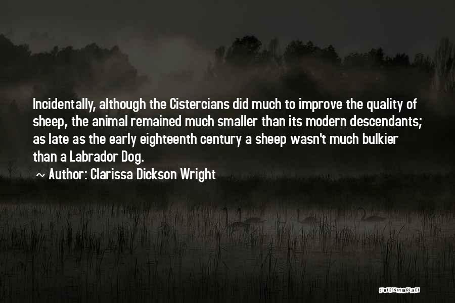 Clarissa Dickson Wright Quotes: Incidentally, Although The Cistercians Did Much To Improve The Quality Of Sheep, The Animal Remained Much Smaller Than Its Modern