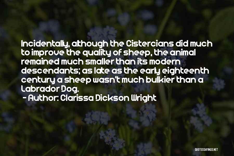Clarissa Dickson Wright Quotes: Incidentally, Although The Cistercians Did Much To Improve The Quality Of Sheep, The Animal Remained Much Smaller Than Its Modern