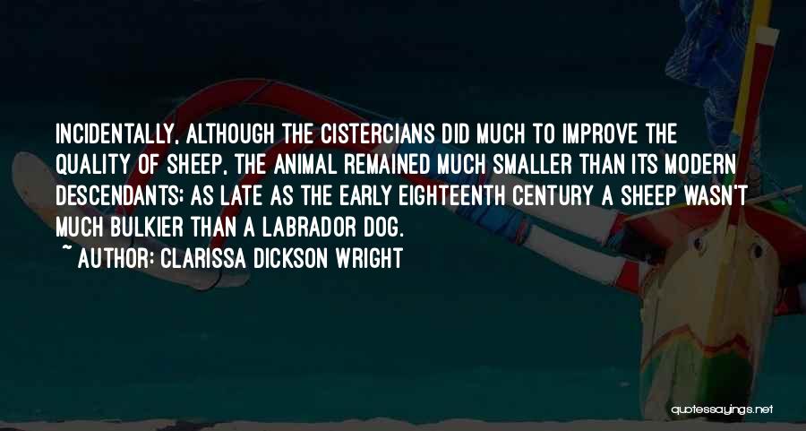 Clarissa Dickson Wright Quotes: Incidentally, Although The Cistercians Did Much To Improve The Quality Of Sheep, The Animal Remained Much Smaller Than Its Modern