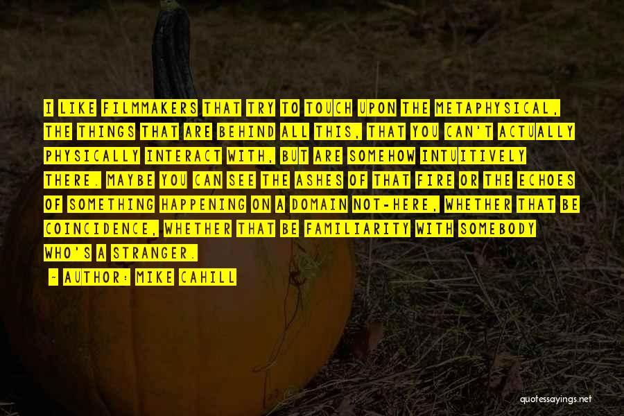 Mike Cahill Quotes: I Like Filmmakers That Try To Touch Upon The Metaphysical, The Things That Are Behind All This, That You Can't