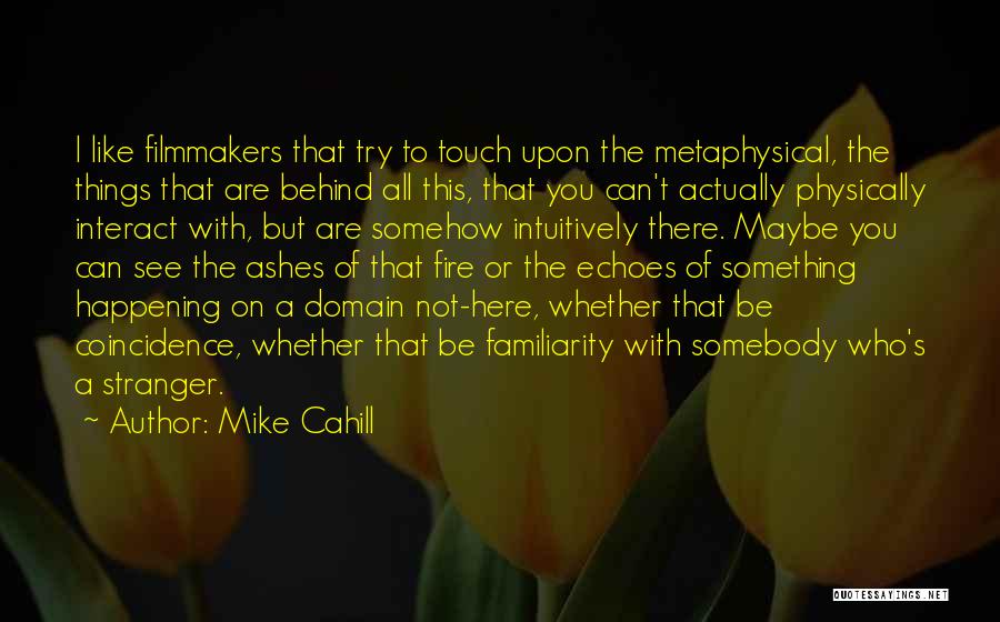 Mike Cahill Quotes: I Like Filmmakers That Try To Touch Upon The Metaphysical, The Things That Are Behind All This, That You Can't