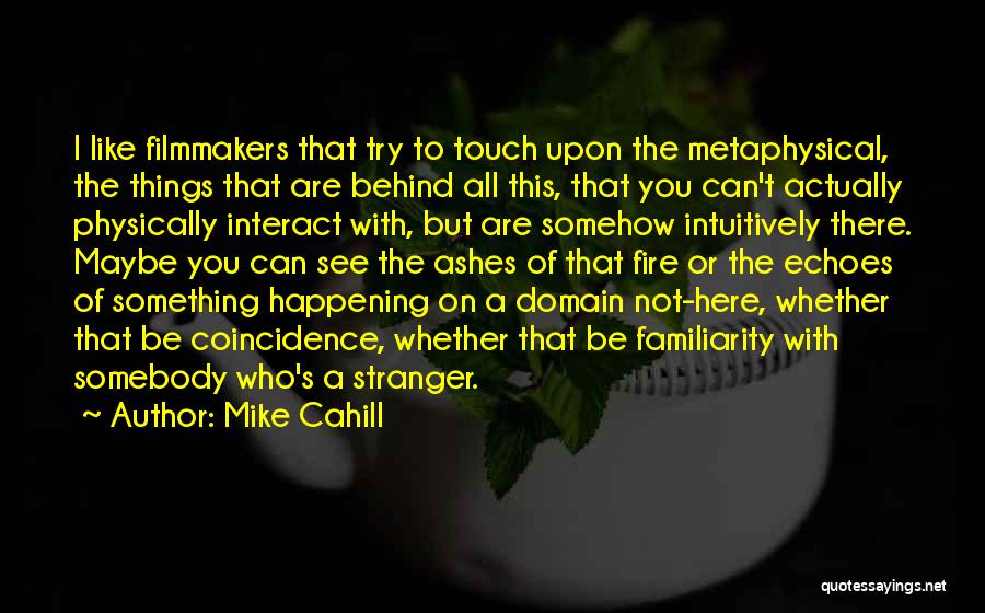 Mike Cahill Quotes: I Like Filmmakers That Try To Touch Upon The Metaphysical, The Things That Are Behind All This, That You Can't