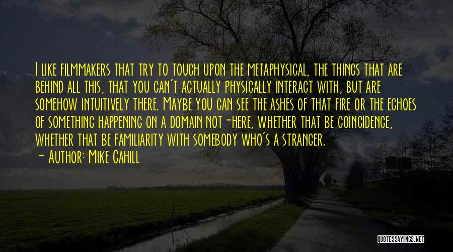 Mike Cahill Quotes: I Like Filmmakers That Try To Touch Upon The Metaphysical, The Things That Are Behind All This, That You Can't