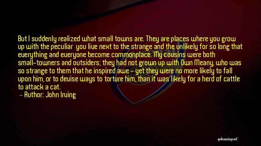 John Irving Quotes: But I Suddenly Realized What Small Towns Are. They Are Places Where You Grow Up With The Peculiar You Live