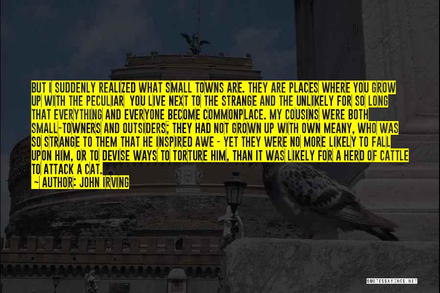 John Irving Quotes: But I Suddenly Realized What Small Towns Are. They Are Places Where You Grow Up With The Peculiar You Live