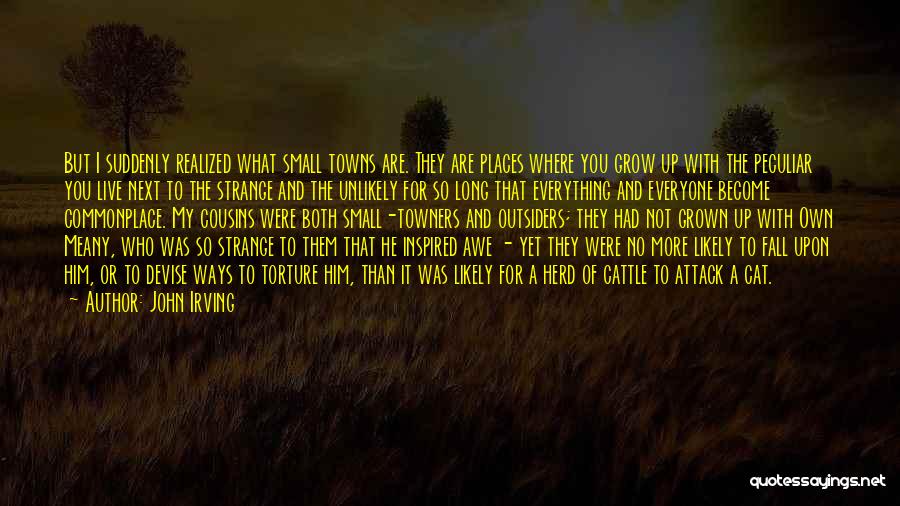 John Irving Quotes: But I Suddenly Realized What Small Towns Are. They Are Places Where You Grow Up With The Peculiar You Live