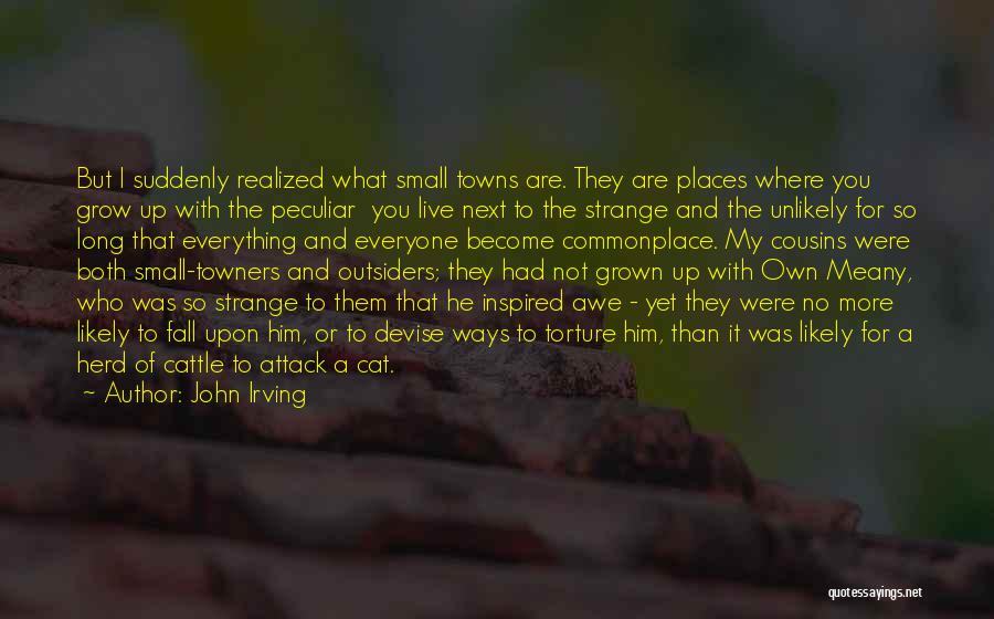 John Irving Quotes: But I Suddenly Realized What Small Towns Are. They Are Places Where You Grow Up With The Peculiar You Live