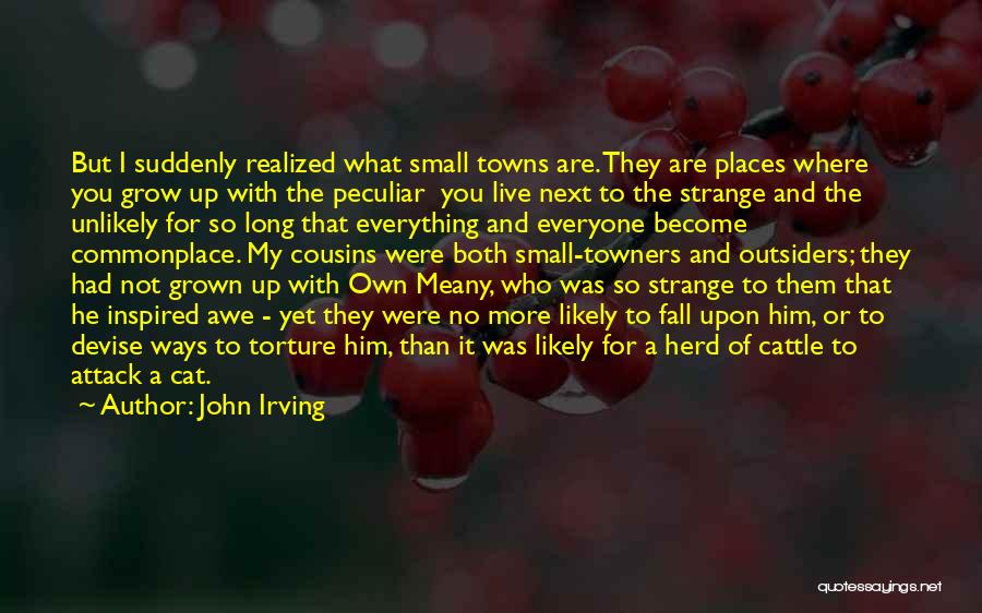 John Irving Quotes: But I Suddenly Realized What Small Towns Are. They Are Places Where You Grow Up With The Peculiar You Live