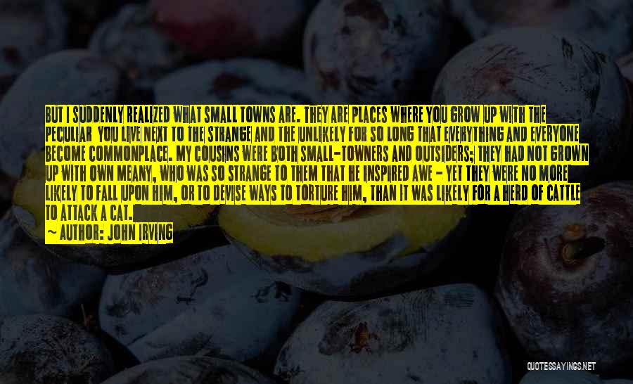 John Irving Quotes: But I Suddenly Realized What Small Towns Are. They Are Places Where You Grow Up With The Peculiar You Live