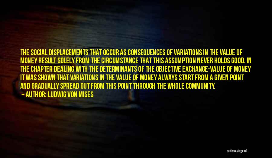 Ludwig Von Mises Quotes: The Social Displacements That Occur As Consequences Of Variations In The Value Of Money Result Solely From The Circumstance That