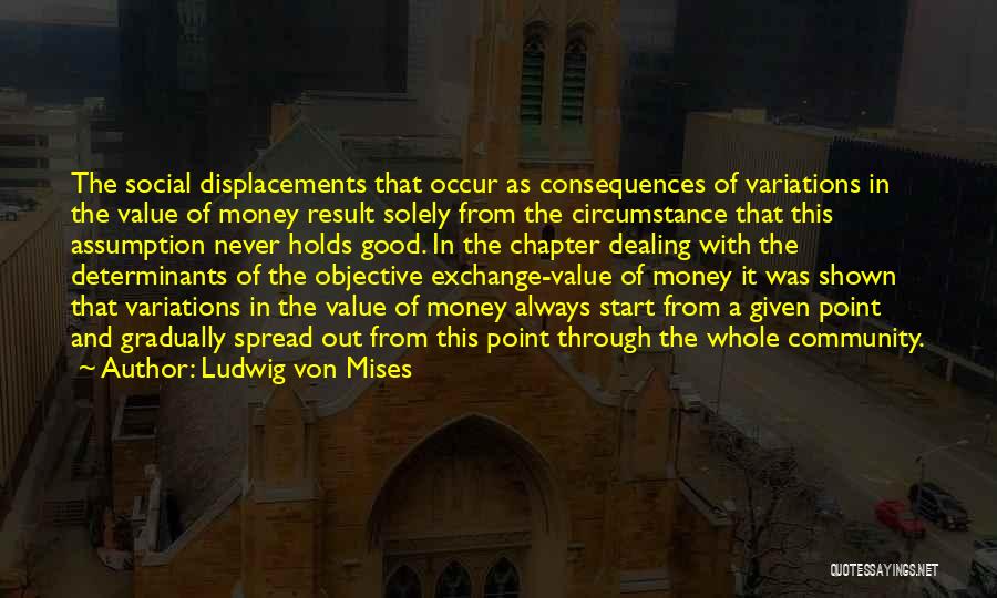 Ludwig Von Mises Quotes: The Social Displacements That Occur As Consequences Of Variations In The Value Of Money Result Solely From The Circumstance That