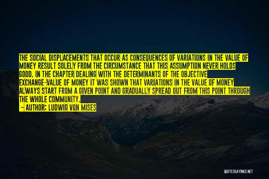 Ludwig Von Mises Quotes: The Social Displacements That Occur As Consequences Of Variations In The Value Of Money Result Solely From The Circumstance That