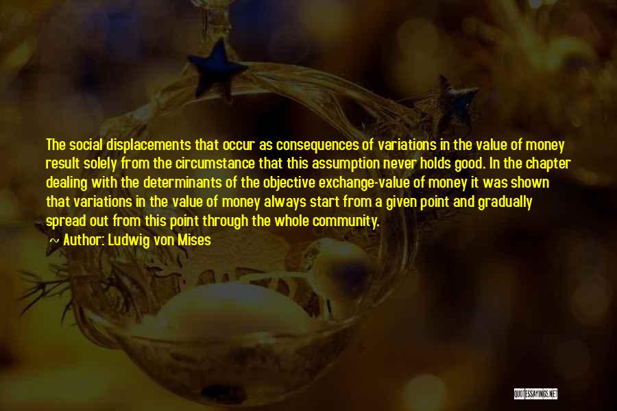 Ludwig Von Mises Quotes: The Social Displacements That Occur As Consequences Of Variations In The Value Of Money Result Solely From The Circumstance That