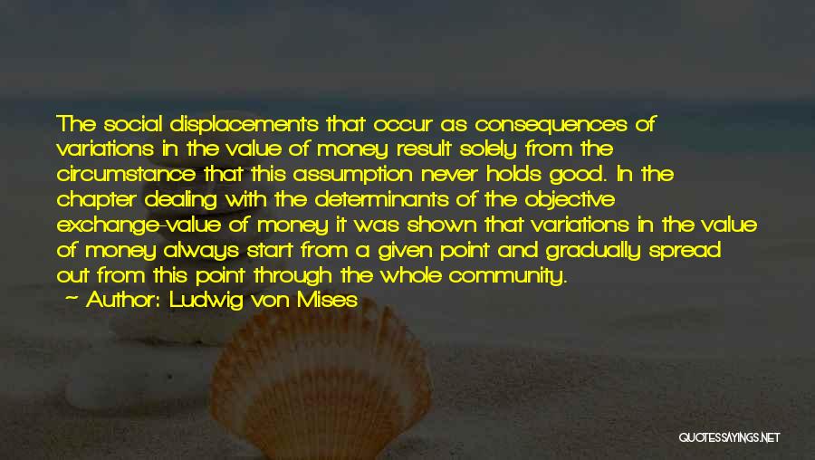 Ludwig Von Mises Quotes: The Social Displacements That Occur As Consequences Of Variations In The Value Of Money Result Solely From The Circumstance That