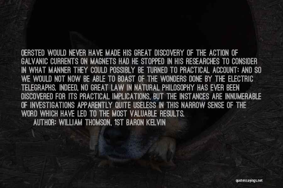 William Thomson, 1st Baron Kelvin Quotes: Oersted Would Never Have Made His Great Discovery Of The Action Of Galvanic Currents On Magnets Had He Stopped In