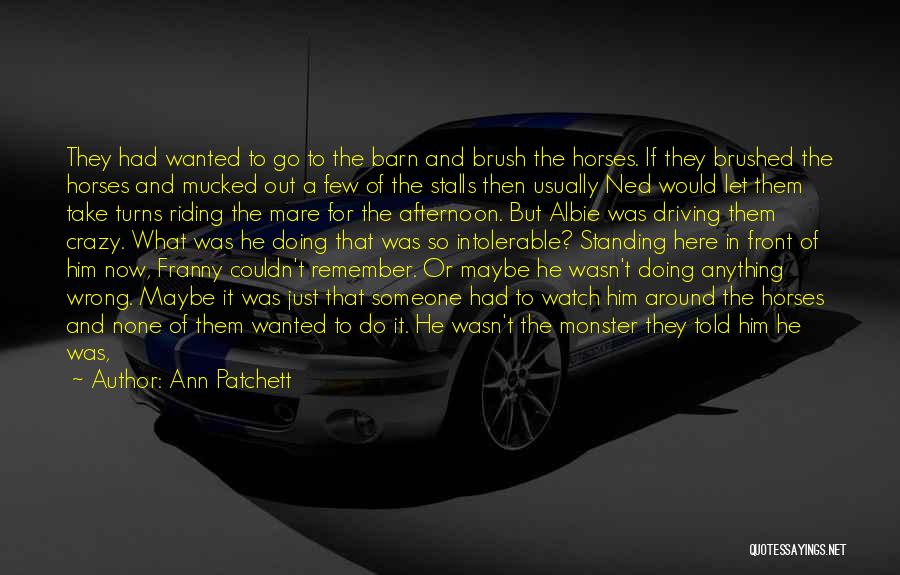 Ann Patchett Quotes: They Had Wanted To Go To The Barn And Brush The Horses. If They Brushed The Horses And Mucked Out