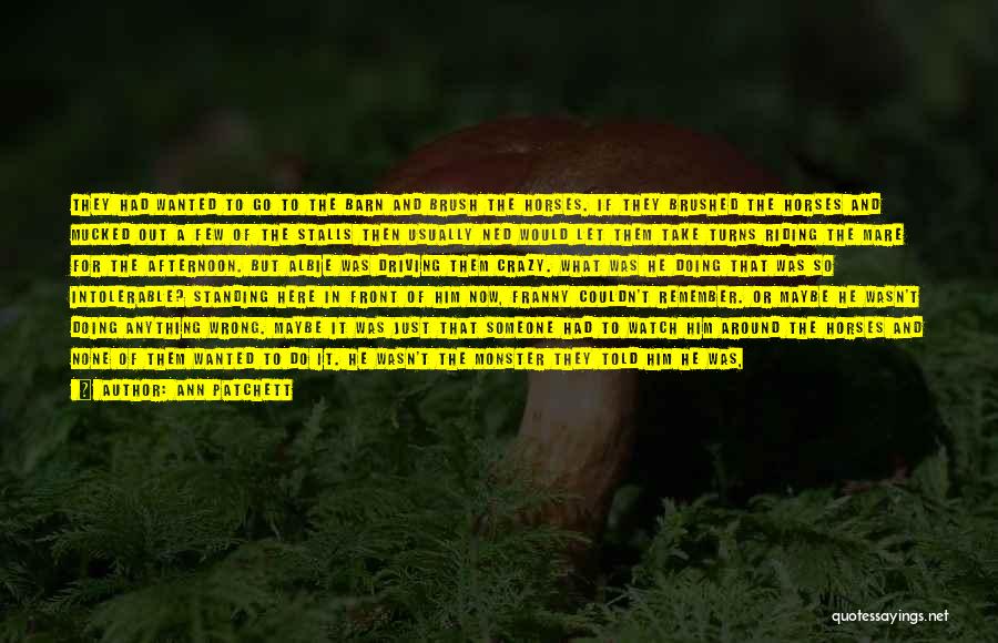 Ann Patchett Quotes: They Had Wanted To Go To The Barn And Brush The Horses. If They Brushed The Horses And Mucked Out