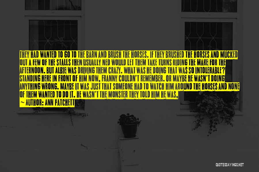 Ann Patchett Quotes: They Had Wanted To Go To The Barn And Brush The Horses. If They Brushed The Horses And Mucked Out