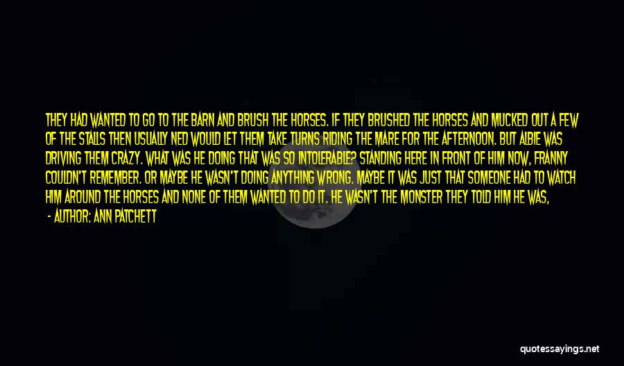 Ann Patchett Quotes: They Had Wanted To Go To The Barn And Brush The Horses. If They Brushed The Horses And Mucked Out