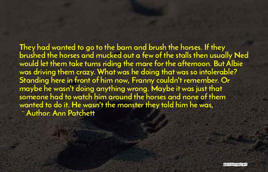 Ann Patchett Quotes: They Had Wanted To Go To The Barn And Brush The Horses. If They Brushed The Horses And Mucked Out