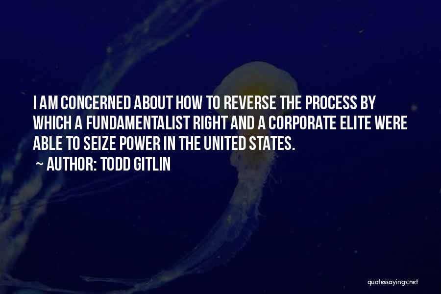 Todd Gitlin Quotes: I Am Concerned About How To Reverse The Process By Which A Fundamentalist Right And A Corporate Elite Were Able