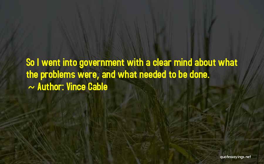 Vince Cable Quotes: So I Went Into Government With A Clear Mind About What The Problems Were, And What Needed To Be Done.