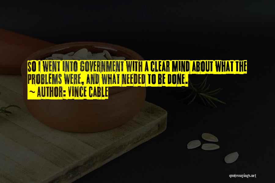 Vince Cable Quotes: So I Went Into Government With A Clear Mind About What The Problems Were, And What Needed To Be Done.