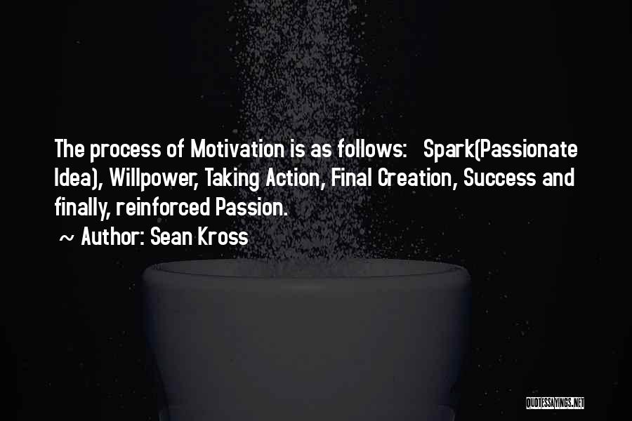 Sean Kross Quotes: The Process Of Motivation Is As Follows: Spark(passionate Idea), Willpower, Taking Action, Final Creation, Success And Finally, Reinforced Passion.