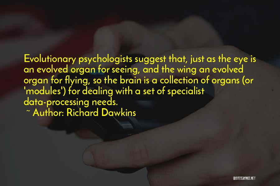 Richard Dawkins Quotes: Evolutionary Psychologists Suggest That, Just As The Eye Is An Evolved Organ For Seeing, And The Wing An Evolved Organ