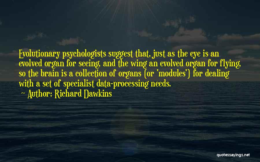 Richard Dawkins Quotes: Evolutionary Psychologists Suggest That, Just As The Eye Is An Evolved Organ For Seeing, And The Wing An Evolved Organ