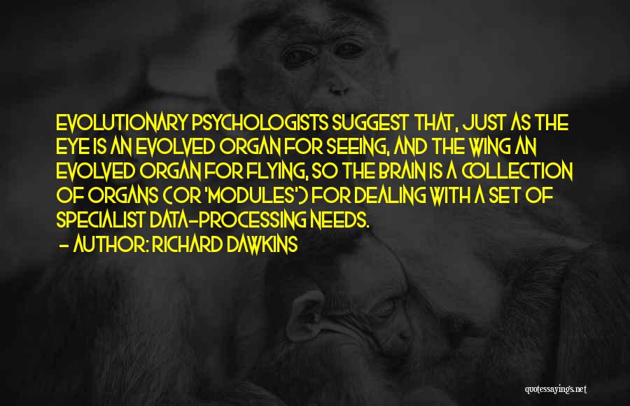 Richard Dawkins Quotes: Evolutionary Psychologists Suggest That, Just As The Eye Is An Evolved Organ For Seeing, And The Wing An Evolved Organ