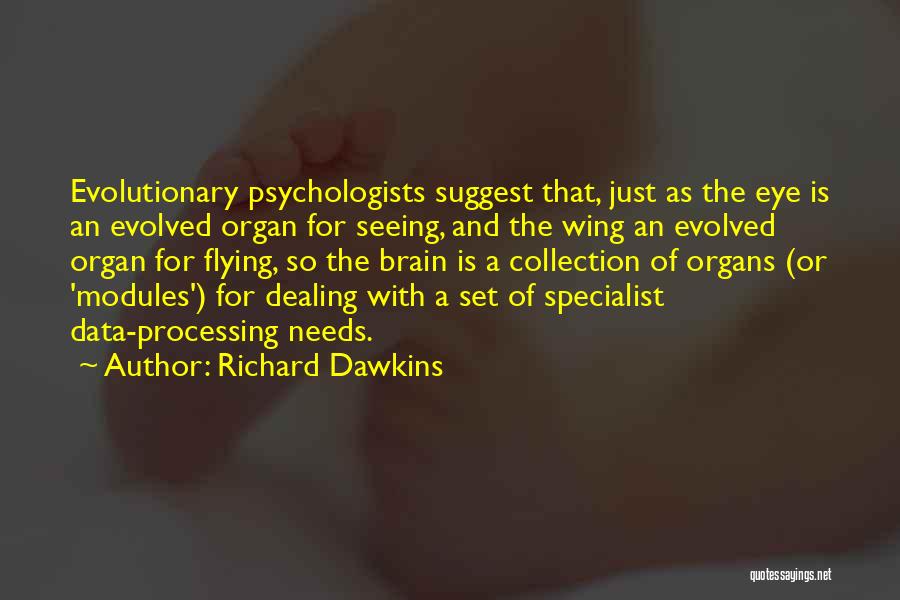 Richard Dawkins Quotes: Evolutionary Psychologists Suggest That, Just As The Eye Is An Evolved Organ For Seeing, And The Wing An Evolved Organ
