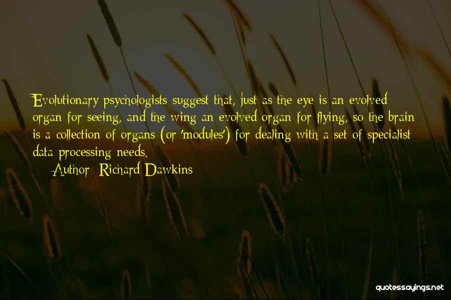 Richard Dawkins Quotes: Evolutionary Psychologists Suggest That, Just As The Eye Is An Evolved Organ For Seeing, And The Wing An Evolved Organ