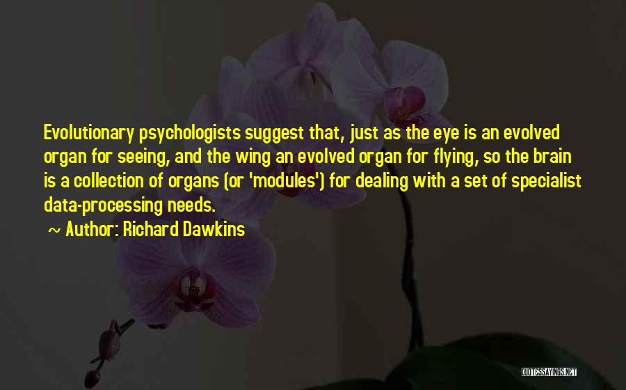 Richard Dawkins Quotes: Evolutionary Psychologists Suggest That, Just As The Eye Is An Evolved Organ For Seeing, And The Wing An Evolved Organ