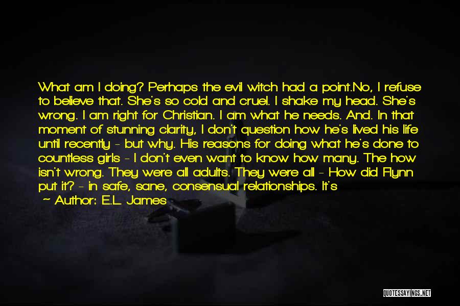 E.L. James Quotes: What Am I Doing? Perhaps The Evil Witch Had A Point.no, I Refuse To Believe That. She's So Cold And