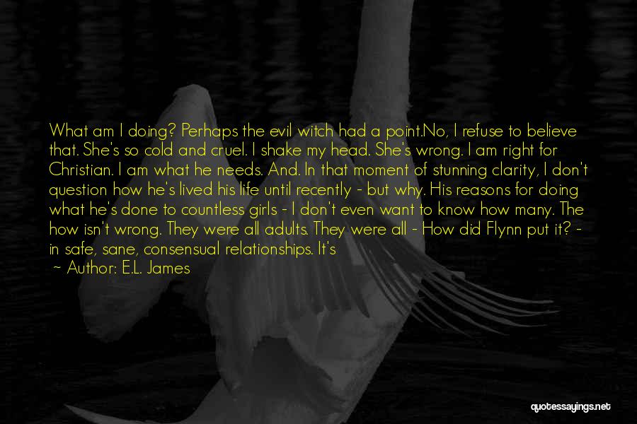 E.L. James Quotes: What Am I Doing? Perhaps The Evil Witch Had A Point.no, I Refuse To Believe That. She's So Cold And