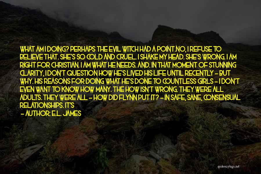 E.L. James Quotes: What Am I Doing? Perhaps The Evil Witch Had A Point.no, I Refuse To Believe That. She's So Cold And