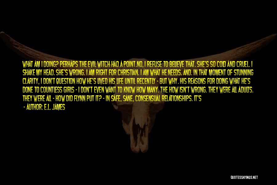 E.L. James Quotes: What Am I Doing? Perhaps The Evil Witch Had A Point.no, I Refuse To Believe That. She's So Cold And