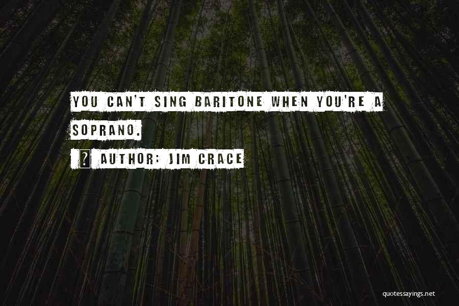 Jim Crace Quotes: You Can't Sing Baritone When You're A Soprano.