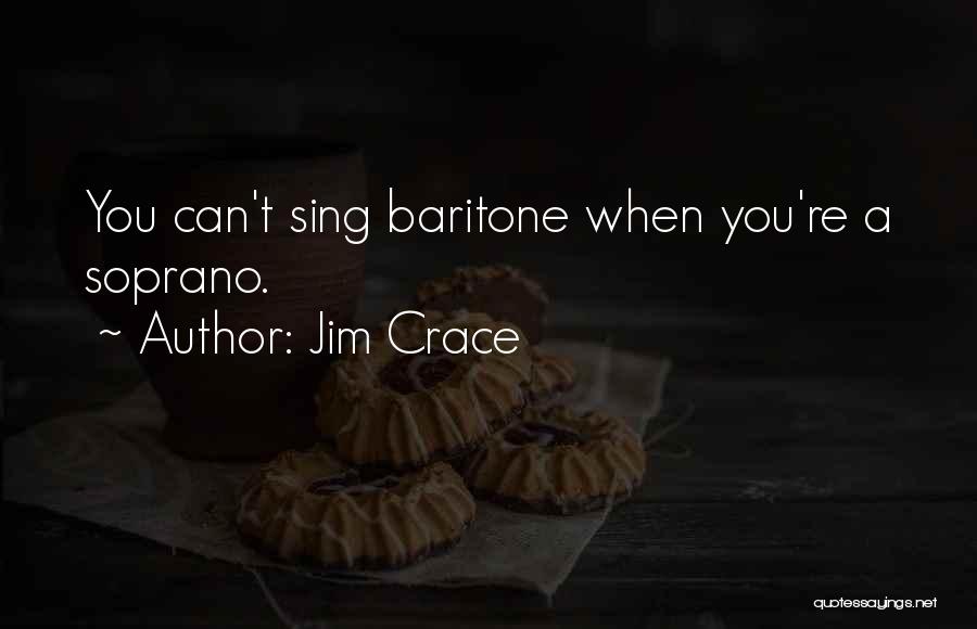 Jim Crace Quotes: You Can't Sing Baritone When You're A Soprano.