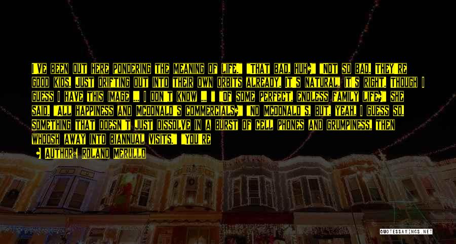 Roland Merullo Quotes: I've Been Out Here Pondering The Meaning Of Life. That Bad, Huh? Not So Bad. They're Good Kids. Just Drifting