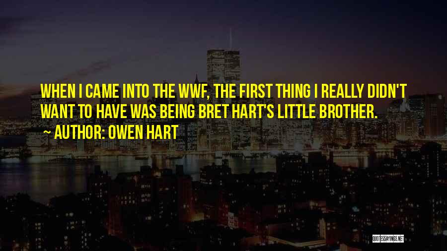 Owen Hart Quotes: When I Came Into The Wwf, The First Thing I Really Didn't Want To Have Was Being Bret Hart's Little