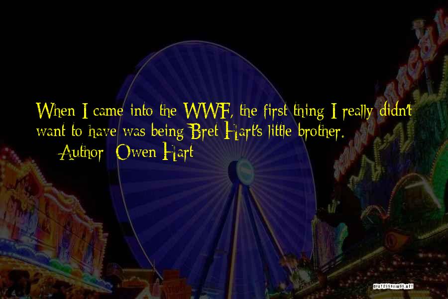 Owen Hart Quotes: When I Came Into The Wwf, The First Thing I Really Didn't Want To Have Was Being Bret Hart's Little