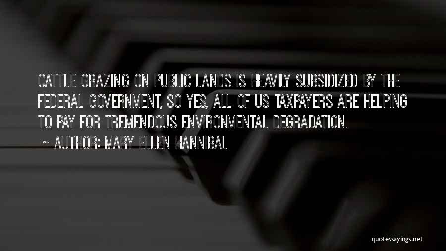 Mary Ellen Hannibal Quotes: Cattle Grazing On Public Lands Is Heavily Subsidized By The Federal Government, So Yes, All Of Us Taxpayers Are Helping