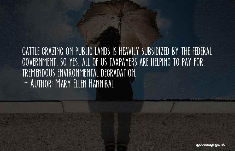 Mary Ellen Hannibal Quotes: Cattle Grazing On Public Lands Is Heavily Subsidized By The Federal Government, So Yes, All Of Us Taxpayers Are Helping