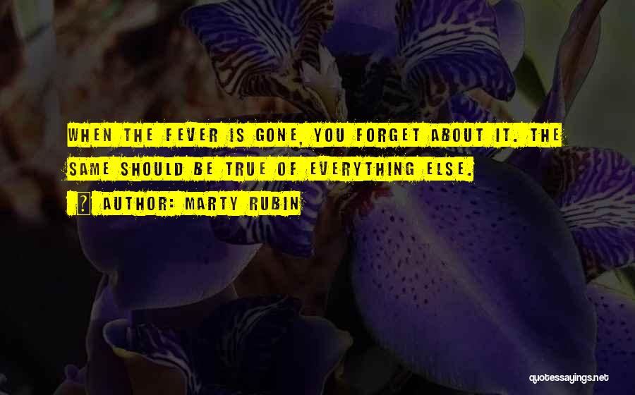 Marty Rubin Quotes: When The Fever Is Gone, You Forget About It. The Same Should Be True Of Everything Else.