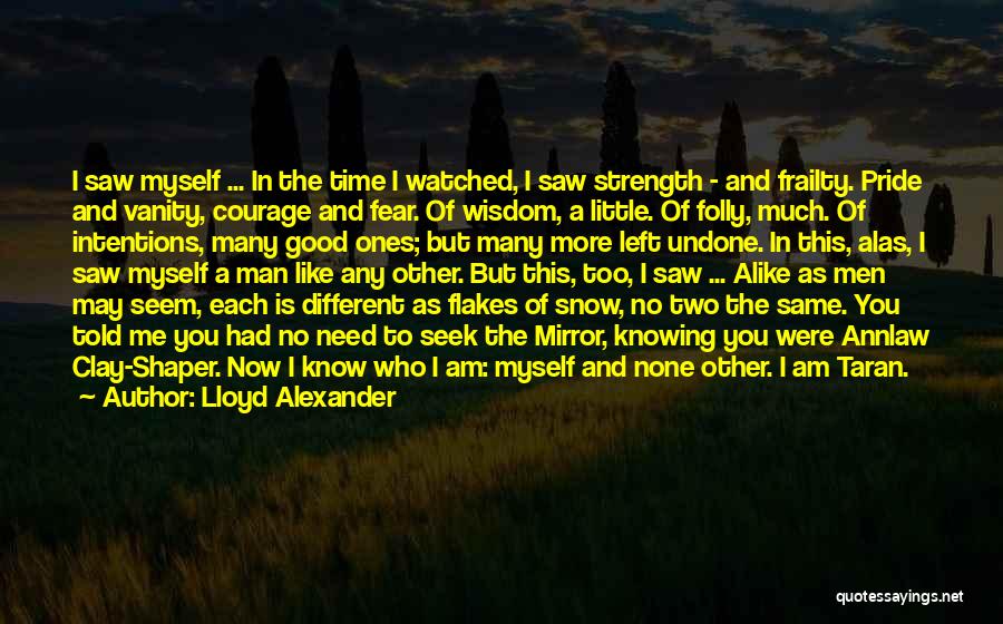 Lloyd Alexander Quotes: I Saw Myself ... In The Time I Watched, I Saw Strength - And Frailty. Pride And Vanity, Courage And